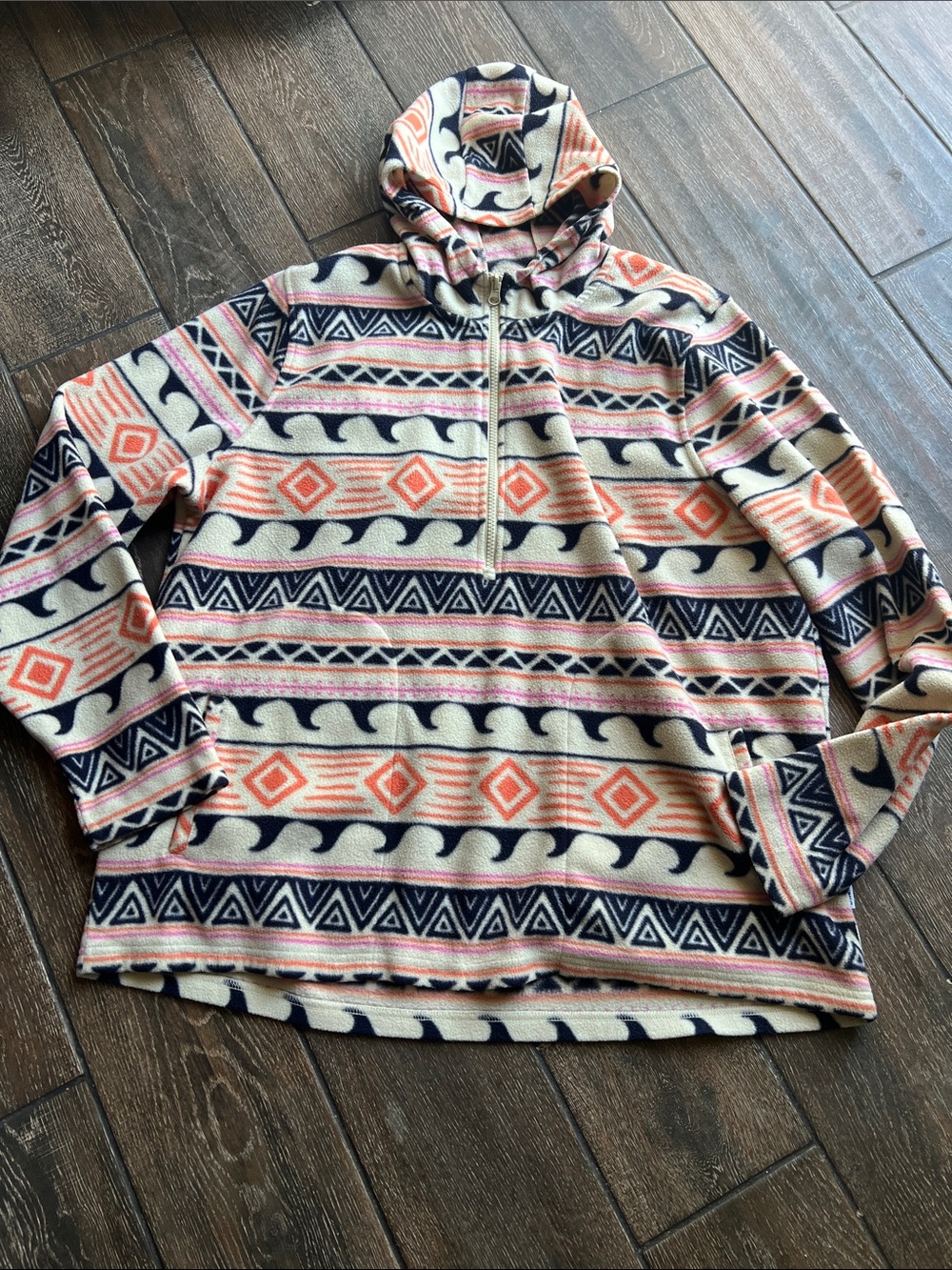 O'neill Women's Sierra Fleece Hoodie Fair Isle Aztec 1/4 1/2 Zip with Pockets
